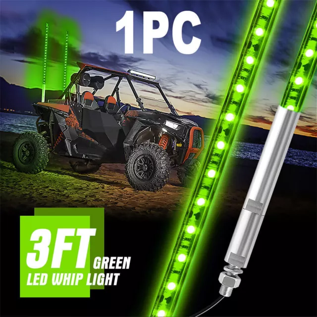 3ft LED Lighted Antenna Light Whip Flag Pole For UTV ATV Polaris RZR Buggy 1PC