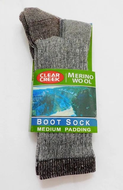 Boot Socks Merino Wool Blend Ladies Size 9-11 Gray Brown Clear Creek