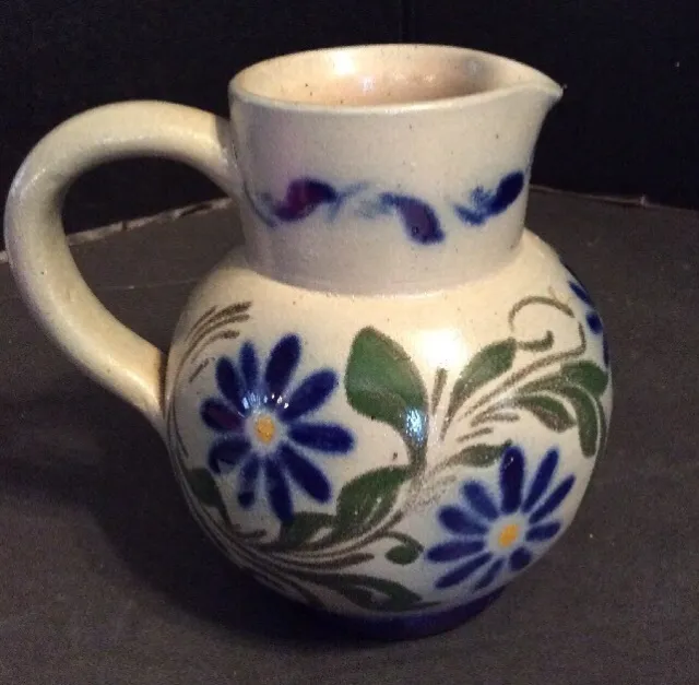 Poterie R.P. Schmitter Betschdorf Stoneware Floral Leaf Pitcher France