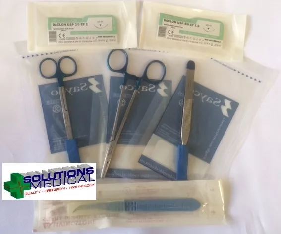 First Aid Suture Training Pack Instruments Sutures Usp 3&4 Medical Student Kit 1