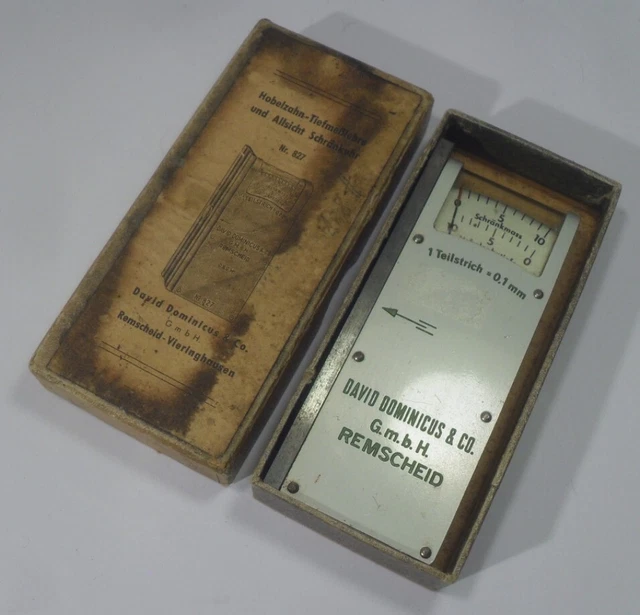 HOBELZAHN Tiefmeßlehre David Dominicus Schränkmessuhr Tiefenmesslehre Messgerät HOBELZAHN Tiefmeßlehre David Dominicus Schränkmessuhr Tiefenmesslehre Messgerät