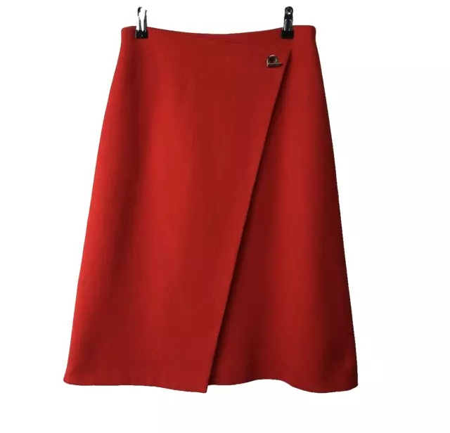 Hugo Boss Red Wool Blend Wrap Front Women’s Skirt, Size UK 8