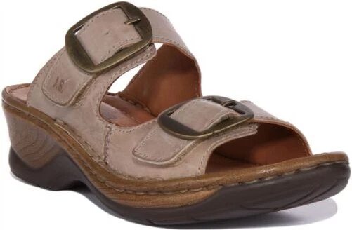 JOSEF SEIBEL Catalogne 76 Femmes Cuir Sandales Mules en Beige Taille UK 3 - 8