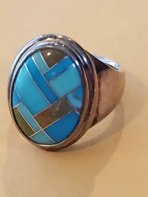 Sterling Carolyn Pollack Relios Turquoise Southwest Bague Pierre 925 Ours Lune 2