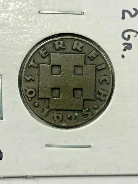 1925 Austrian Two Groschen Foreign Coin #358