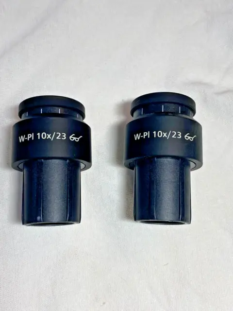 2 Zeiss Microscope Eyepieces  W-Pl 10x/23 1016-758 Focusing Eyepieces