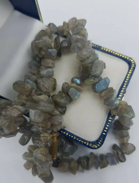 Labradorite irregular Bead choker necklace grey choker 21cm natural stone