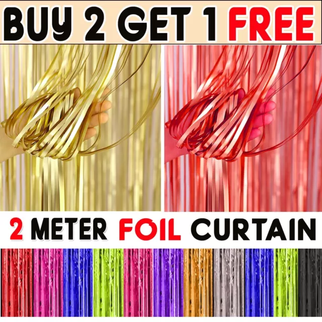 2M-3M Foil Fringe Tinsel Backdrop Curtain Door Wedding Birthday Party Decoration