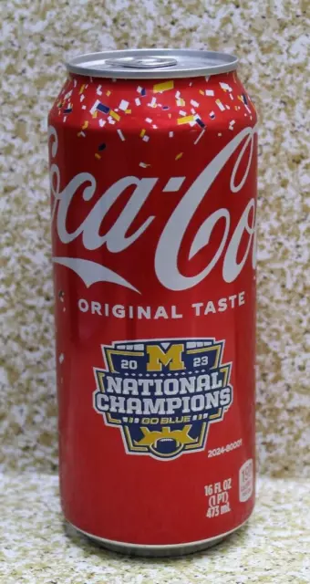 2023 Michigan Wolverines Football National Championship Coca-Cola 16 Oz FULL Can