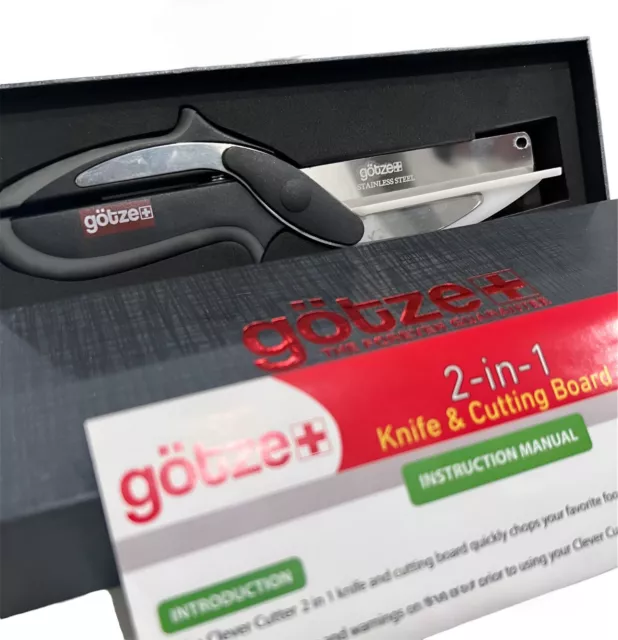 Gotze GENUINE 2-In-1 Shears Knife And Cutting Board With Instructions. Brand New