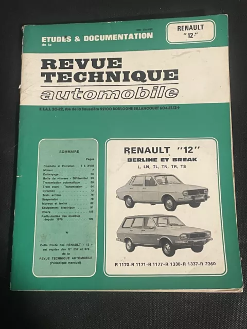 Magazine Revue Technique Automobile Renault 12 Berline Et Break