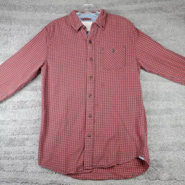 Weatherproof Men's Small S Flannel Shirt Long Sleeve Button Up Red Black Plaid