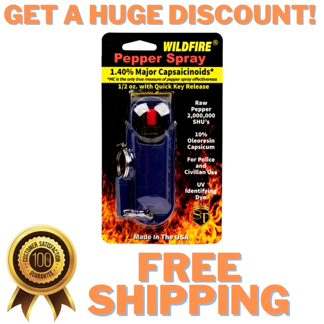 WildFire Pepper Spray Halo Holster 1/2oz Personal Self Defense Protection Blue