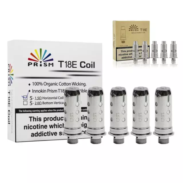 INNOKIN T18E COILS T22E GENUINE Prism Endura Vape Coil Heads 1.5ohm Qtyof 1/5 UK