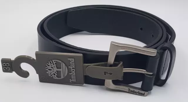 Timberland Mens Casual Black Genuine Leather Rugged Classic Belt Size 38 Inches