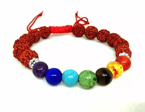 Jet Energized New Rudraksh Chakra Drawstring Bracelet Students Chakra Balancing