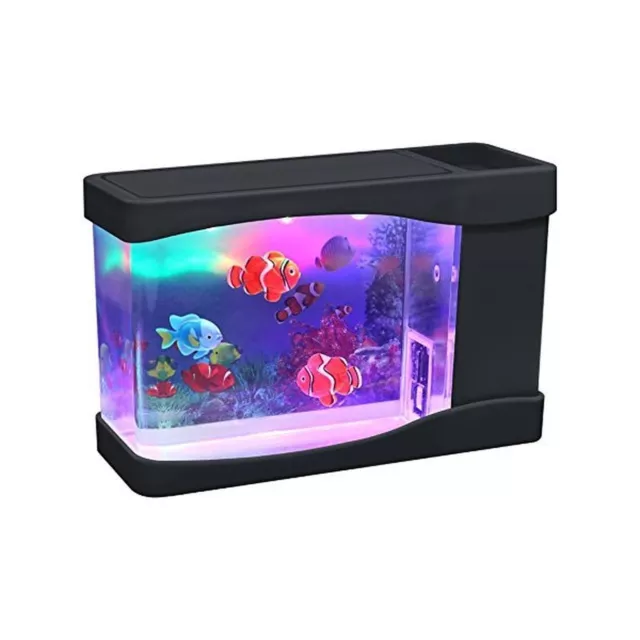 Playlearn Mini Aquarium Artificial Fish Tank with Moving Fish – USB/Battery P...