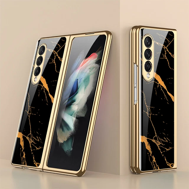 Pour Samsung Galaxy Z Fold 3 5 g CASE luxe placage en verre antichoc Housse