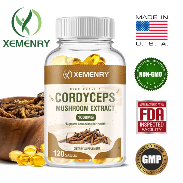 Cordyceps Mushroom Extract 1000mg - Immune Support, Heart Health, Boost Energy