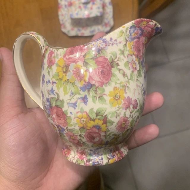 royal winton grimwades summertime pitcher Butter Dish Covered Chintz Old Cottage 2