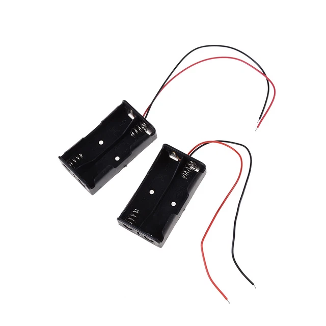 1x Plastic Battery Storage Case Box Holder for 2 x AA with 6" Wire Leads S S-;h