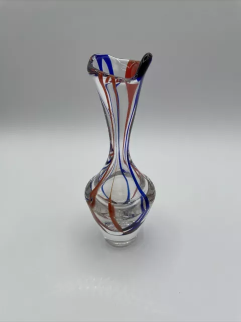 Dutch Art Glass Swung Vase MCM Kristalunie Maastricht Signed 7.5" READ