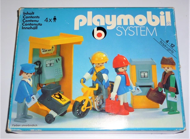 Playmobil Klicky 3231 La Poste Courriers Facteurs Moto Cabine téléphonique 1980 2