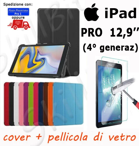 CUSTODIA COVER PROTEZIONE LIBRO PER APPLE IPAD PRO 12,9 (4° generazione) + VETRO