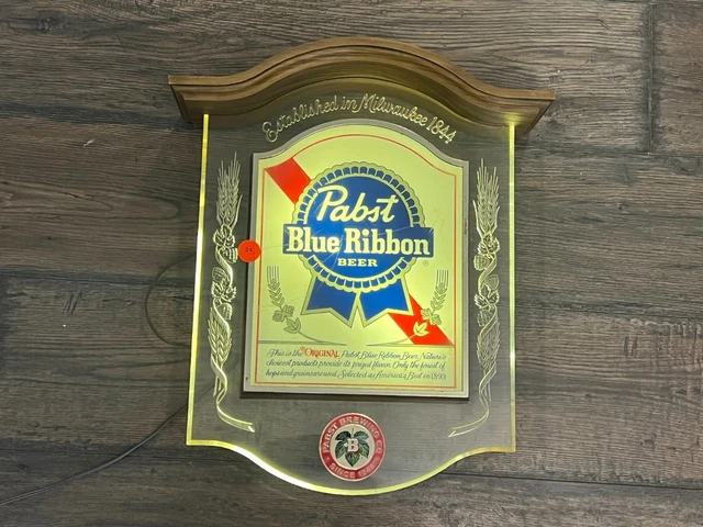 Vintage Pabst Blue Ribbon Pbr Beer Light Sign Crystal Heritage Back Bar Display
