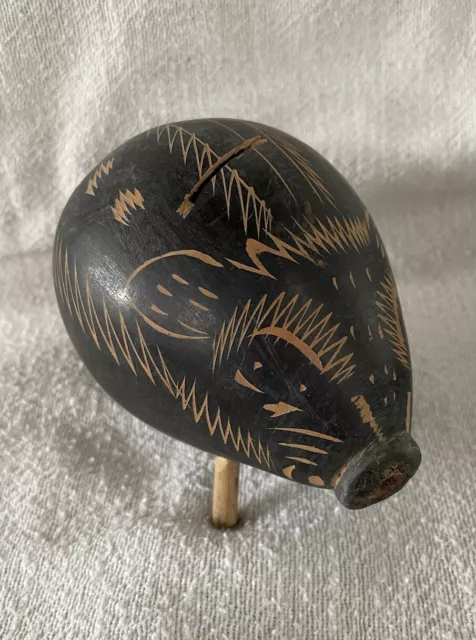 South African Warthog Piggy Bank, Black Etched Natural Material