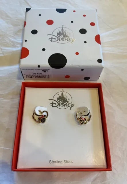 Disney Minnie Mouse Sterling Silver Pierced Stud Earrings NWT