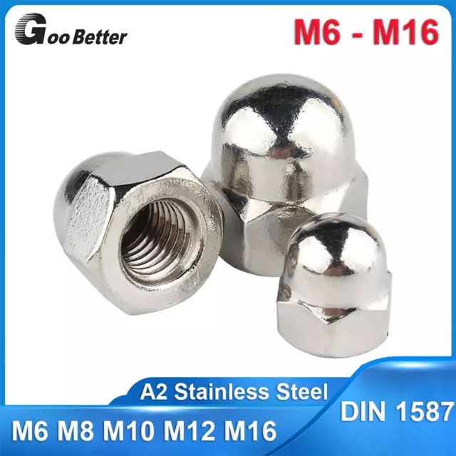 Left Hand Thread Cap Acorn Nuts Metric M6 to M16 A2 Stainless Steel Dome Hex Nut
