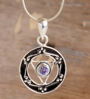 Améthyste Coupe Gemme 925 Argent Sterling Handmade Aro Mark Forme Necklace-K7 