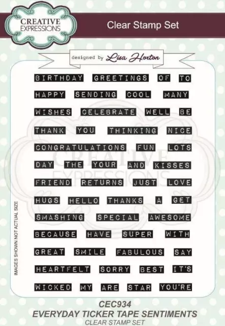 Everyday Ticker Tape Sentiments Birthday Greetings Words Stamp Set Card Making