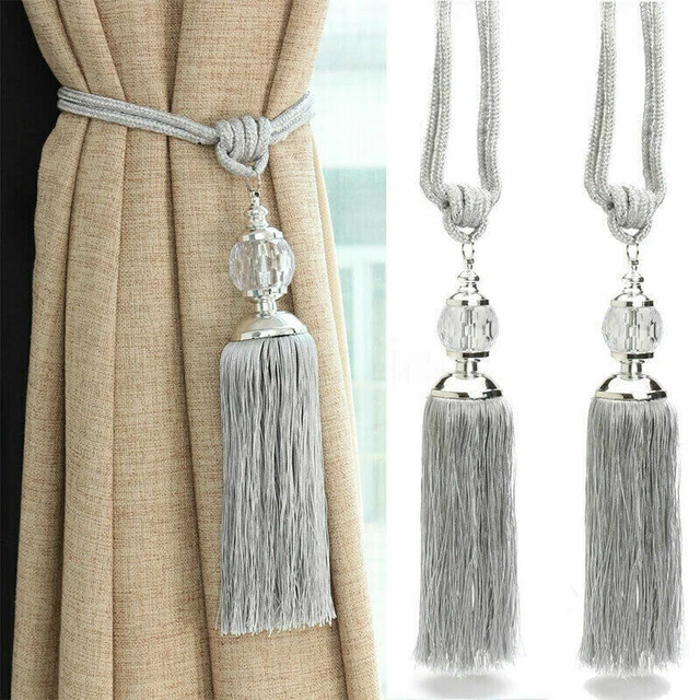 2 x Windows Curtain Tassel Tiebacks Drapery Tie Backs Beads Ball Holdbacks Rope