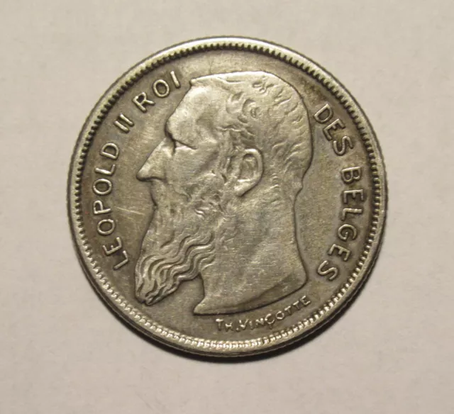 Léopold Ii - 2 Francs 1909 Belgium Belgique Léopold Ii - 2 Francs 1909 Belgium Belgique