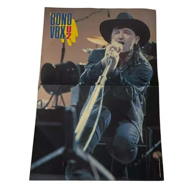 Bono Vox U2 \ Michael J. Fox,Double Sided A3 Poster,Vintage Bravo Magazine 1990s 2