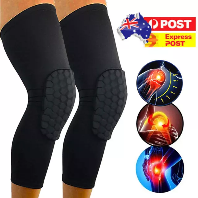 Knee Leg Long Sleeve Protector Support Brace Honeycomb Pad Basketball Men Women