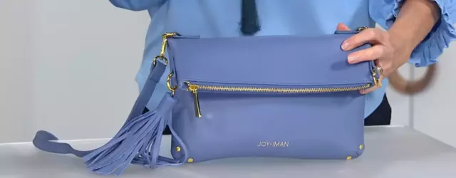 JOY & IMAN Tassel Chic Leather Crossbody with RFID Periwinkle