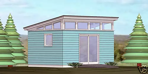 SHED PLANS BLUEPRINTS  12 FT x 16 FT MODERN  w front dr