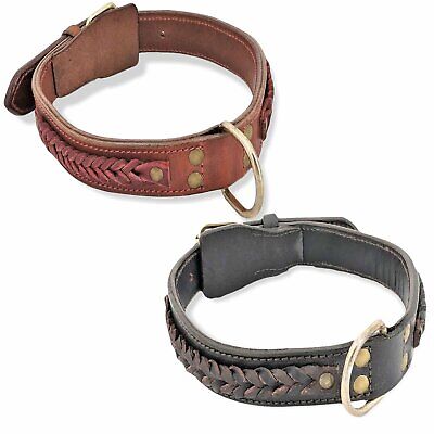 Genuine Real LEATHER Dog Collar Metal Buckle for Medium Large Breeds sz M, L, XL