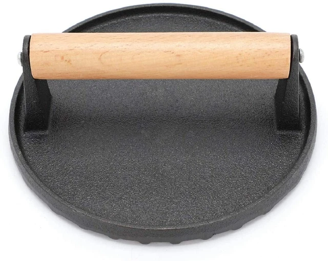 KITCHEN ROUND CAST Iron Grill Meat Press Tool Steak Bacon Burger Press