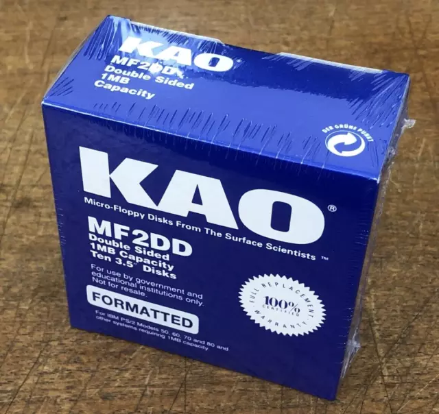 BOX OF 10 x MF2DD - KAO 3.5" DD DOUBLE DENSITY DISKS - NOS SEALED