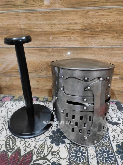 Medievale indossabile cavaliere nero crociato completo di armatura da collezione con completo supporto Costume oggetto decorazione per la casa