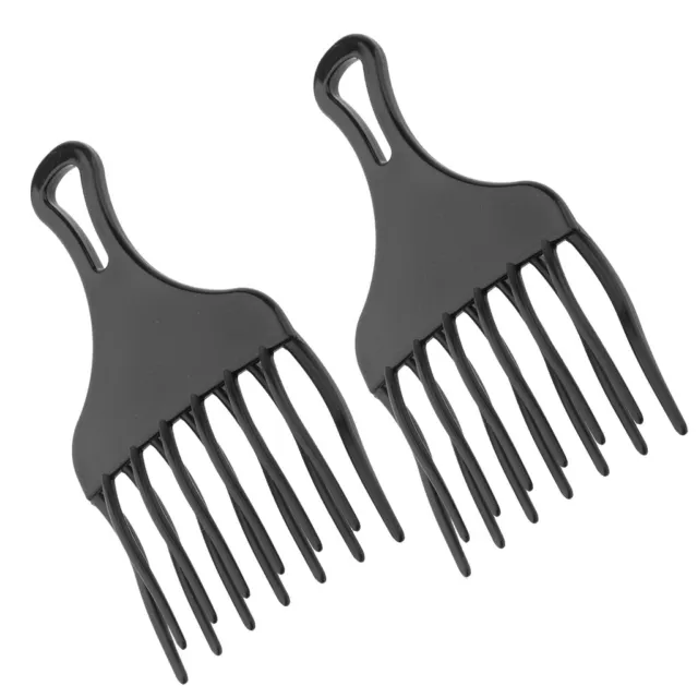 2x Afro Hair Pick Comb Detangle Wig Braid Lift Hairbrush Black Friction Free