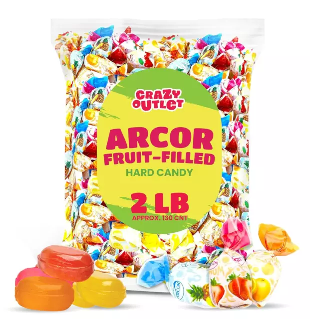 Arcor Assorted Fruit-Filled Hard Candy, Individually Wrapped, Bulk Pack 2 Pounds