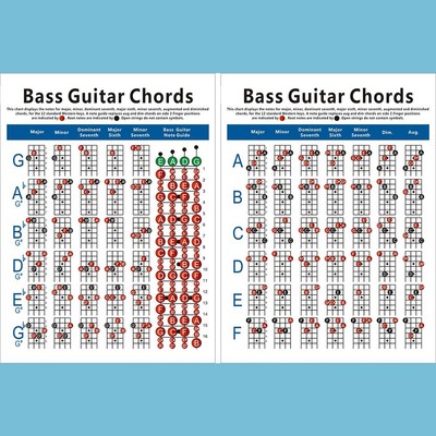 TEACHING CHART BASS Chord Best Beginner Laminated Chord Learning Poster