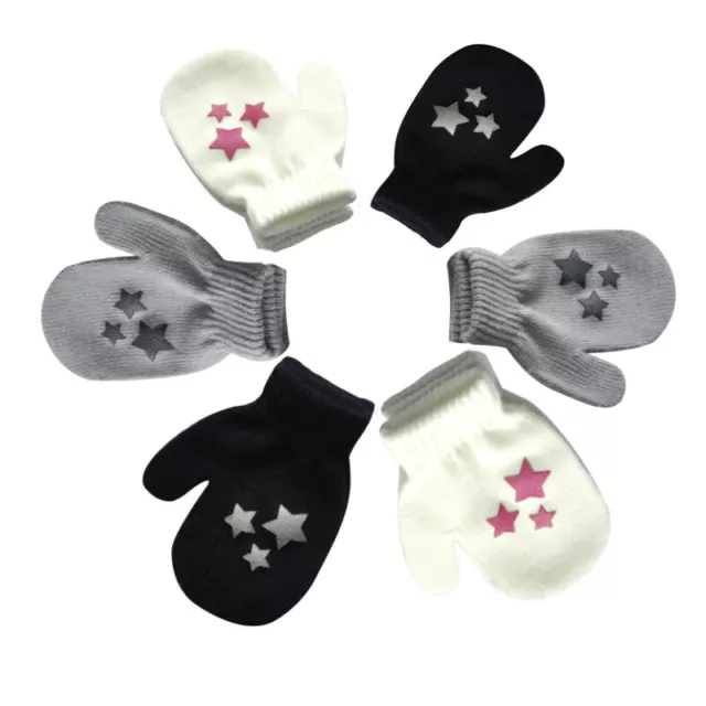 Cute Star Baby Gloves Girl Boy Kids Mitten Stretchy Knitted Winter Warm Glove