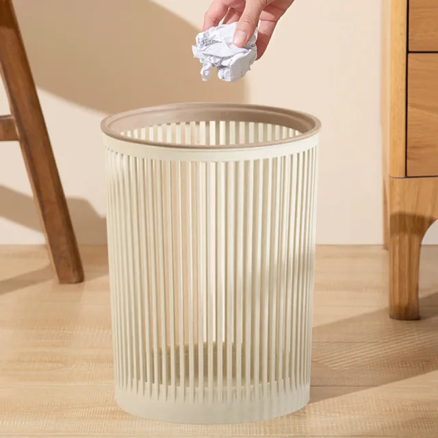 (White)Hollow Trash Can Wear Resistant Trash Garbage Basket Large Capacity For