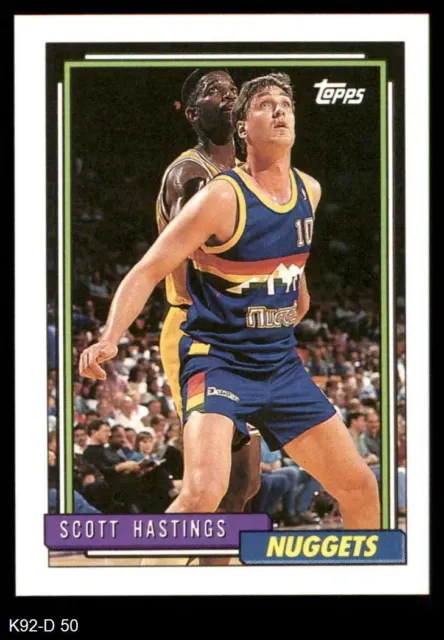 1992 Topps #50 Scott Hastings Nuggets Arkansas 8 - NM/MT K92T-D 50